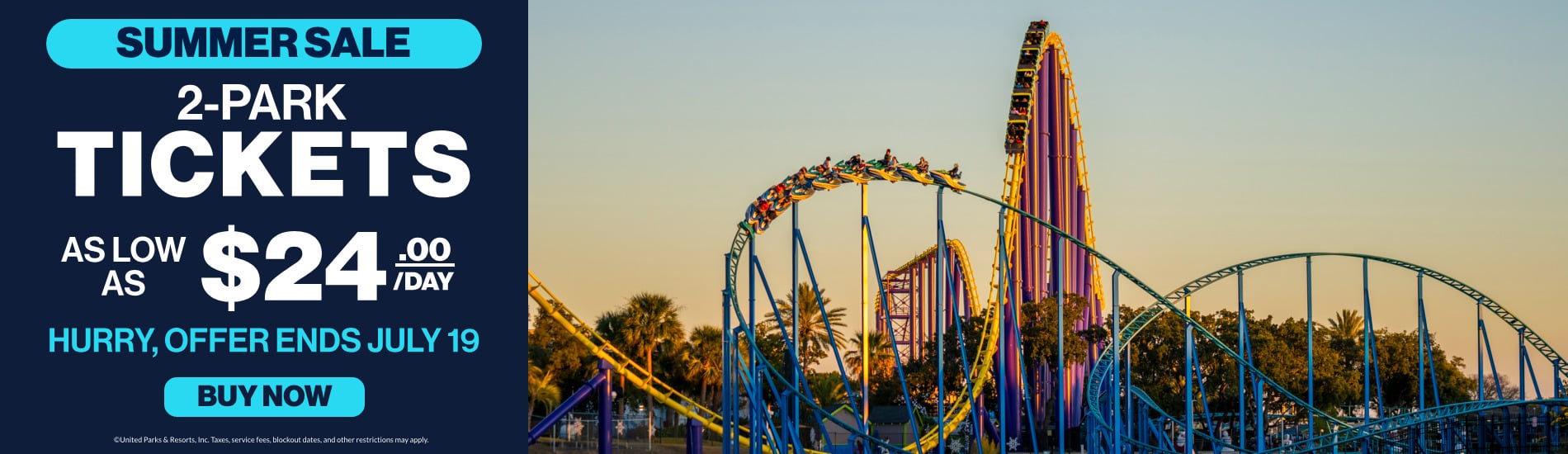 2-Park tickets as low as $24/day