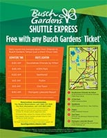 Busch Gardens Shuttle Express 2022 Flyer