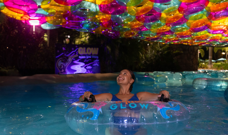 Person in the water at Aquatica