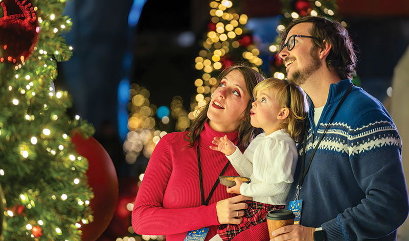 Family at SeaWorld Orlando's Christmas Celebration