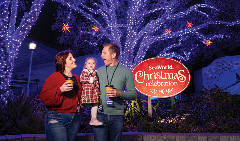 Family at SeaWorld Orlando's Christmas Celebration