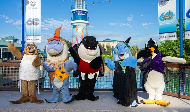 SeaWorld characters in Halloween costumes