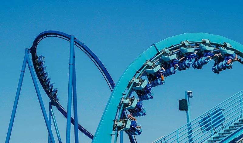 Kraken and Mako roller coaster tracks at SeaWorld