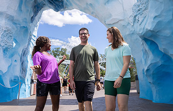 Guests walking through Antarctica Realm