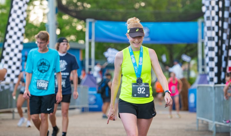 Runners finishing a race