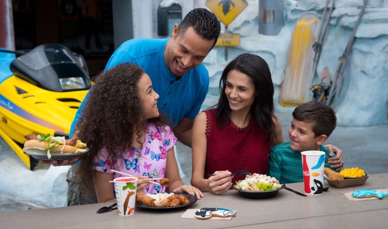 Family eating a meal at SeaWorld Orlando