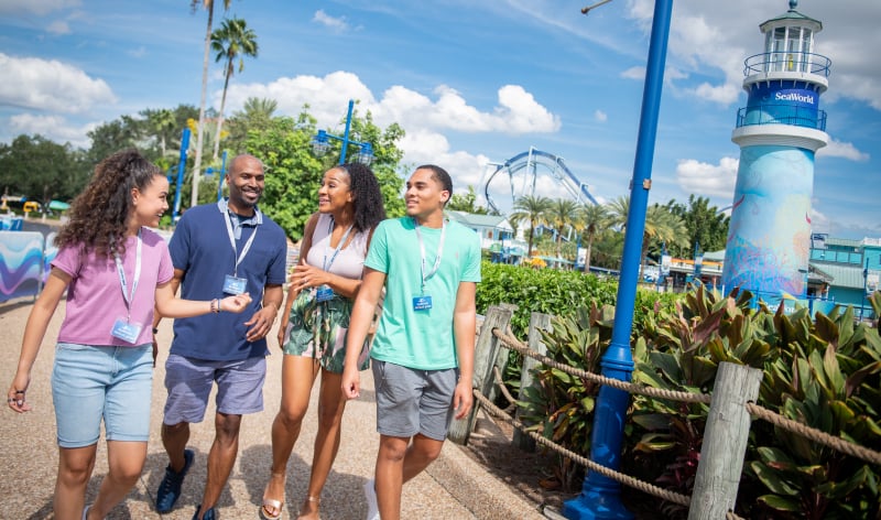 Four adults at SeaWorld Orlando