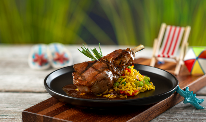 Grilled lamb chop with rice pilaf