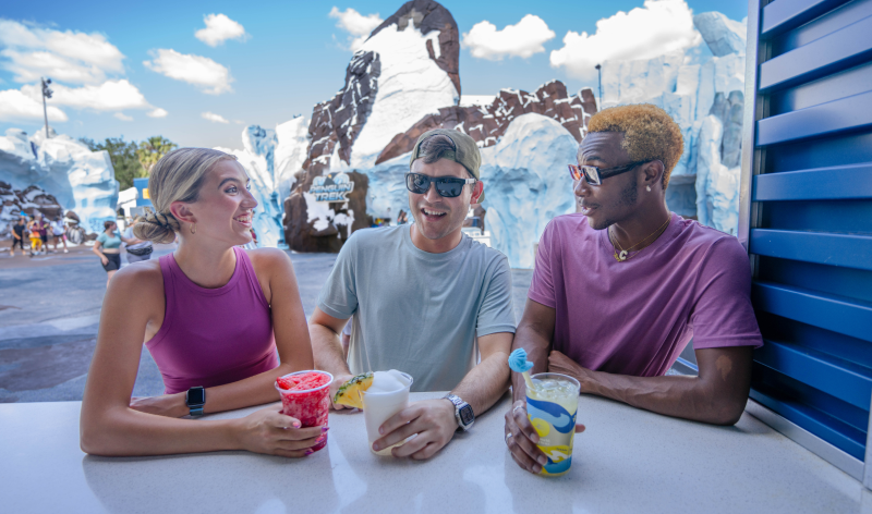 Three people with drinks