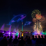 Drone show and fireworks