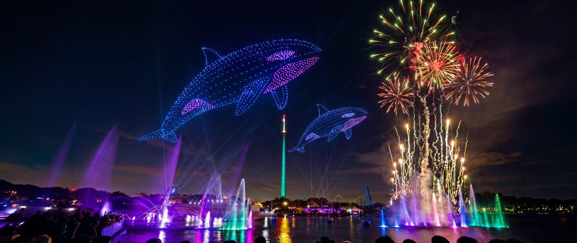 Drone show and fireworks