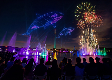 Drone show and fireworks