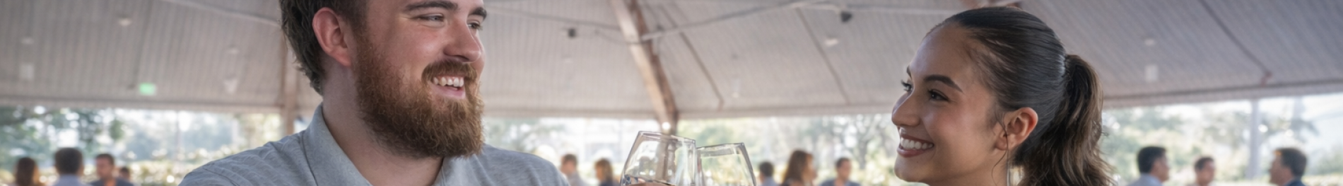 Couple eating food at a table