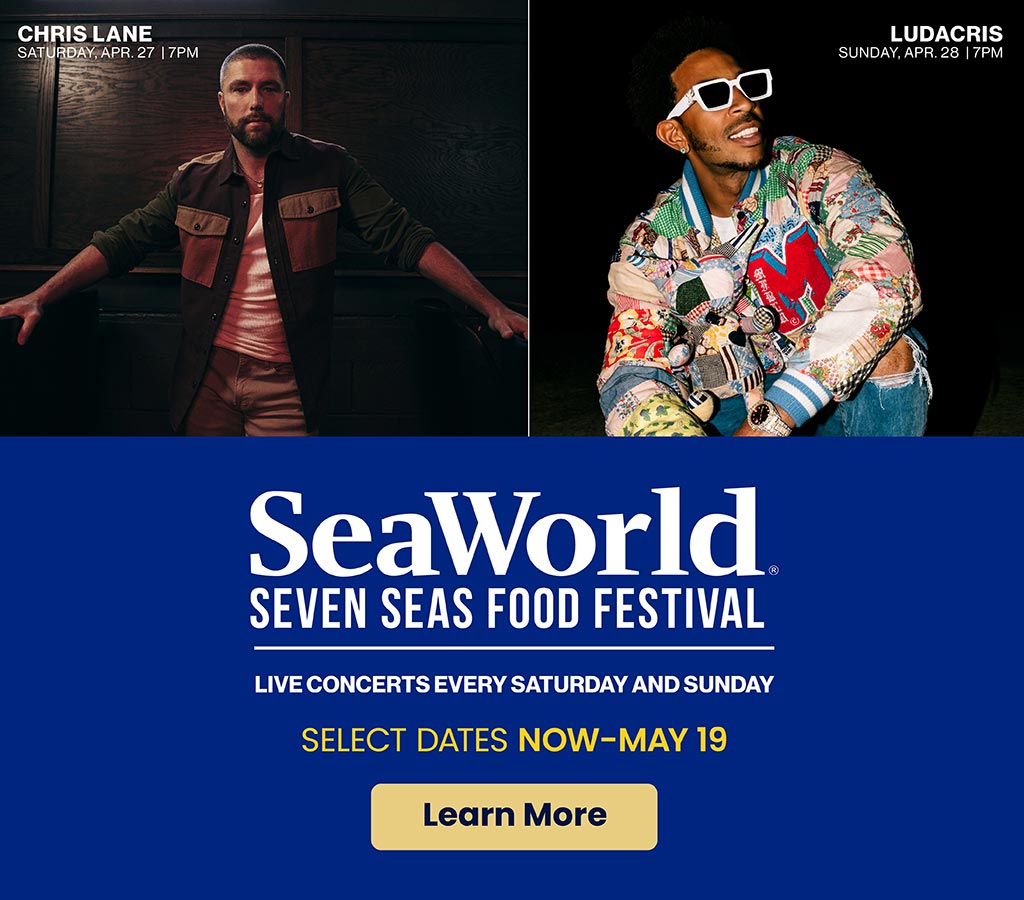 Chris Lane and Ludacris performing at SeaWorld Seven Seas event
