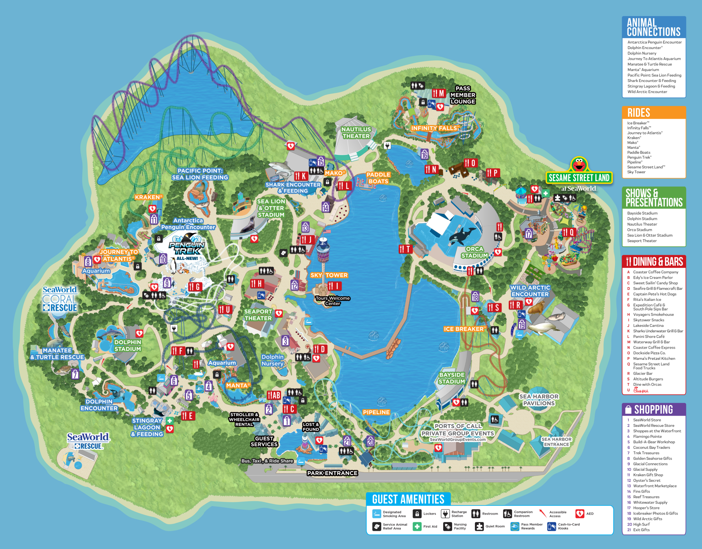 SeaWorld Orlando Theme Park Map - SeaWorld Maps | SeaWorld Orlando