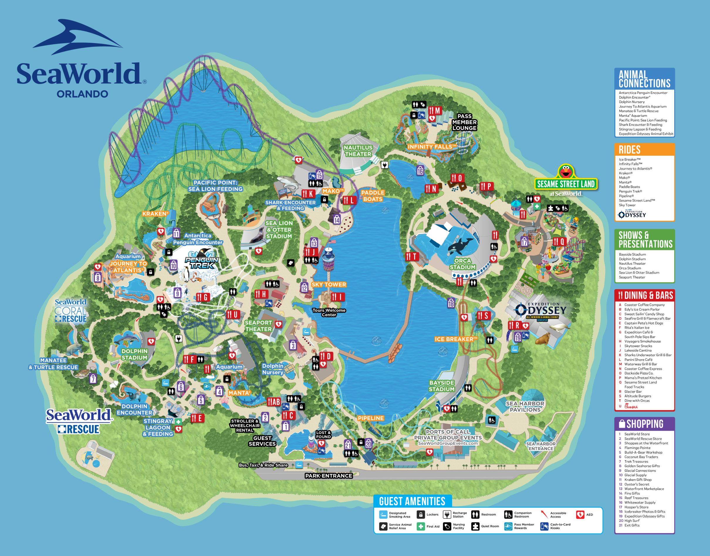 SeaWorld Orlando Map