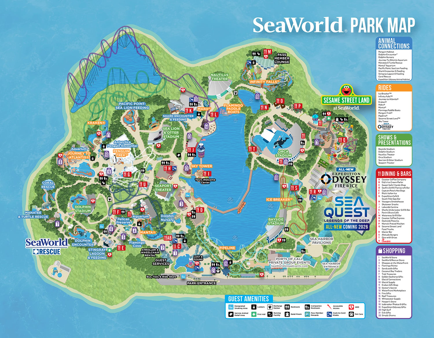 SeaWorld Orlando Map