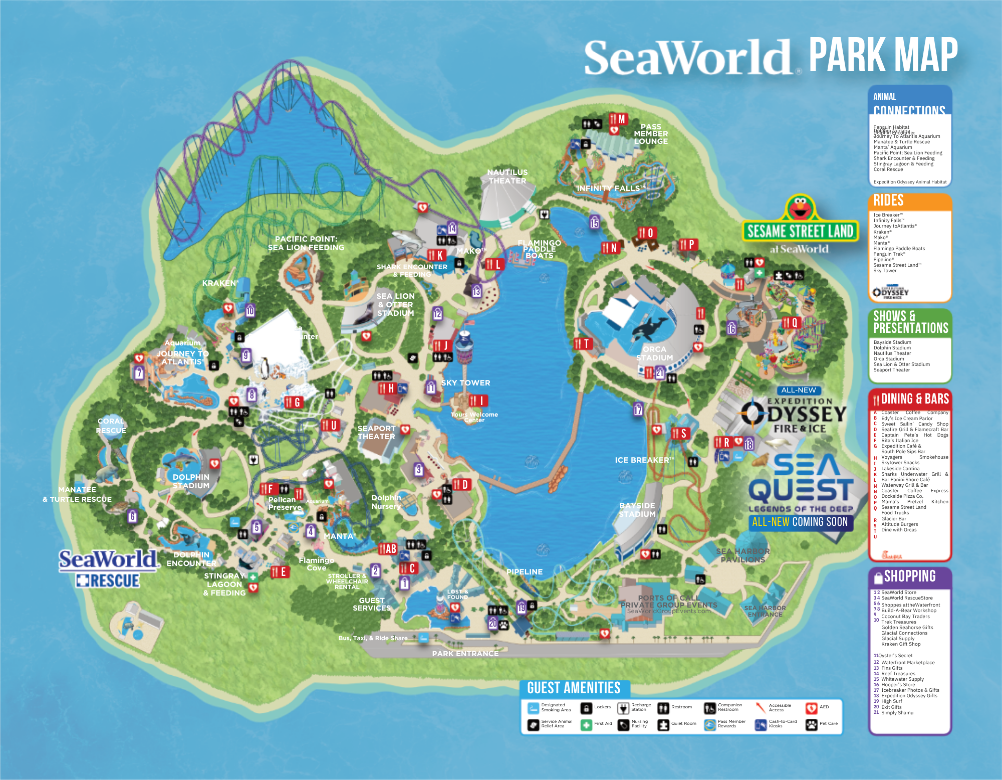 SeaWorld Orlando Map