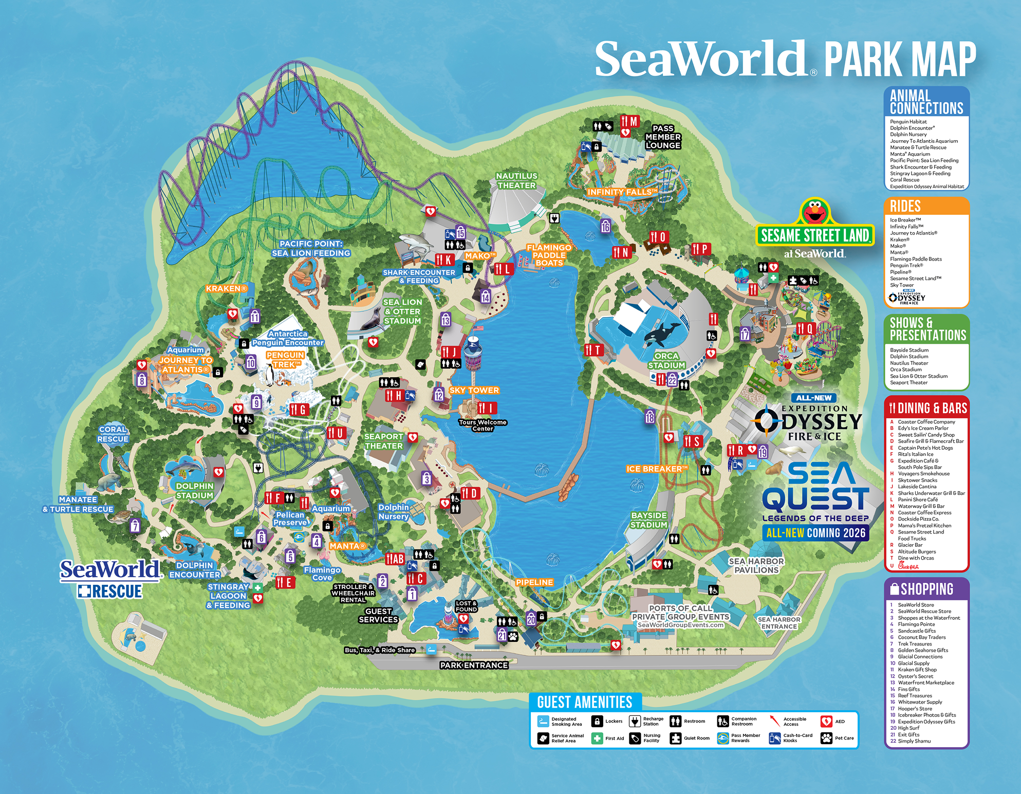 SeaWorld Orlando Map