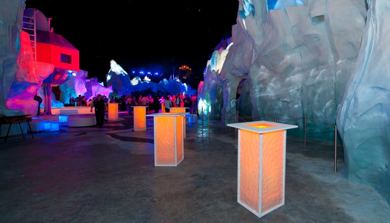 Outdoor event space at night