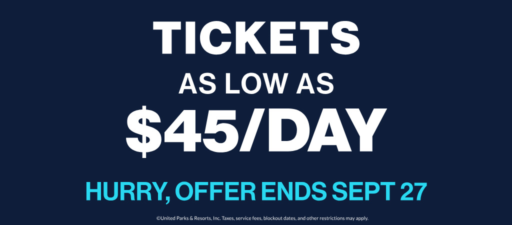 Tickets as low as $45/day