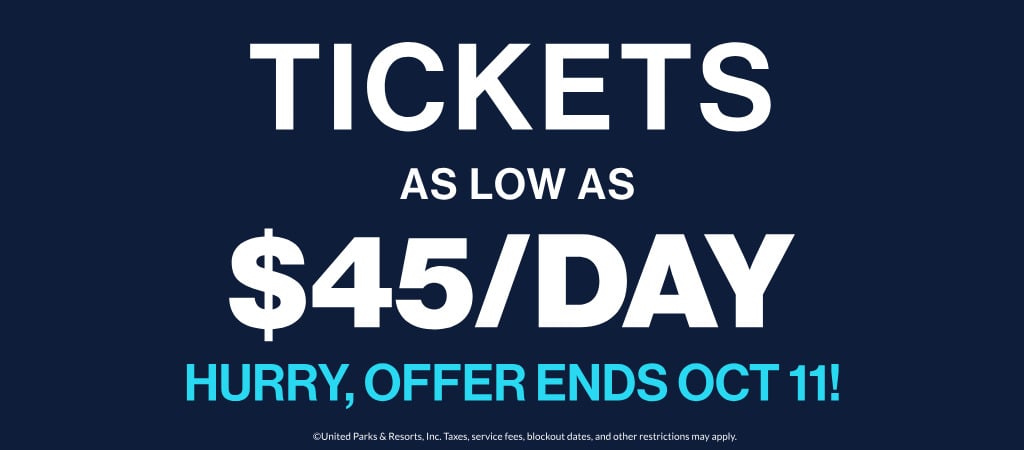 Tickets as low as $45/day