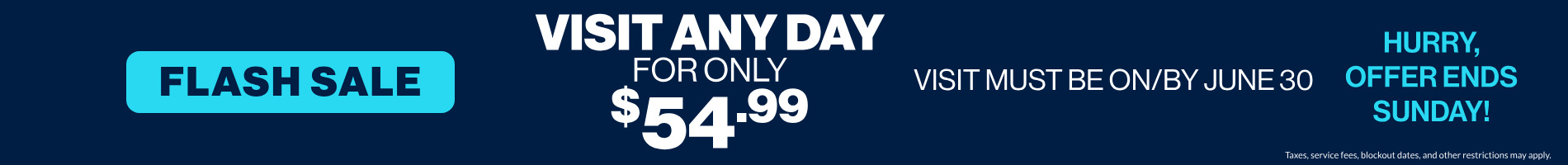 Flash sale visit any day for only $54.99 through June 30