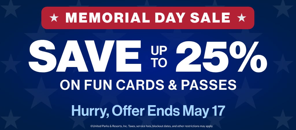 Memorial Day Sale: Save up to 25% on fun cards & passes