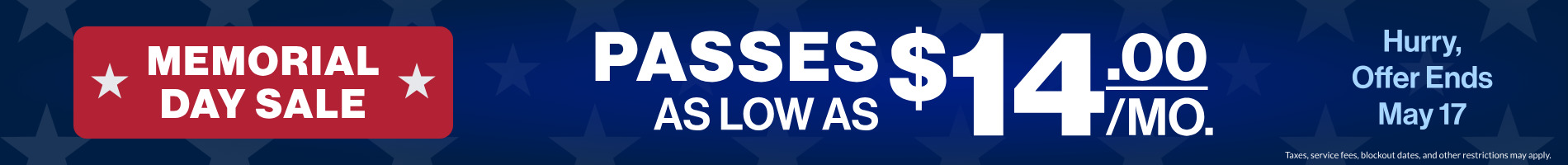 Memorial Day Sale: Passes as low as $14/mo.