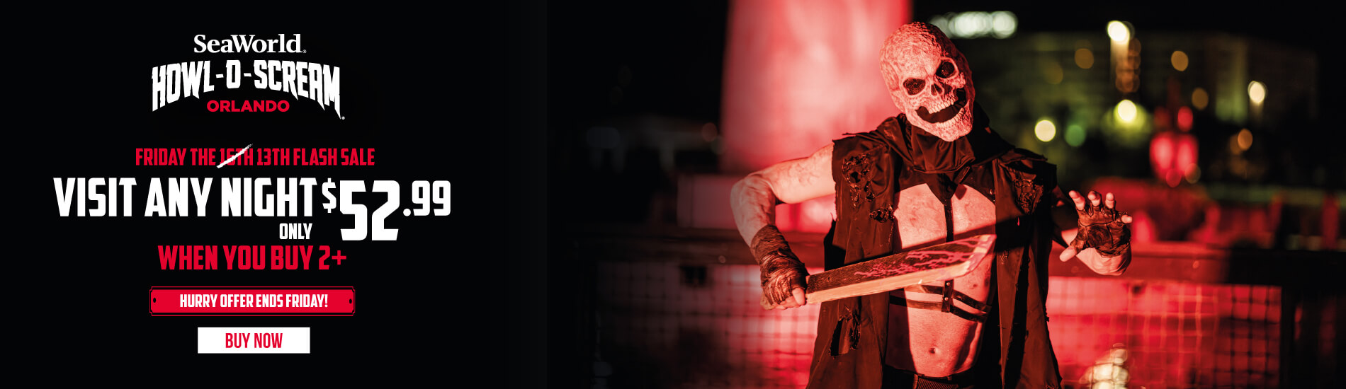 SeaWorld Orlando Howl-O-Scream Visit Any Night Only $52.99 when you buy 2+