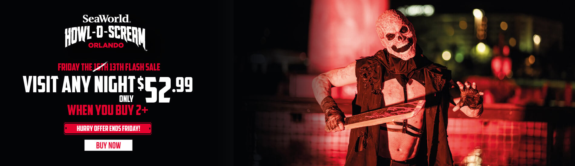 SeaWorld Orlando Howl-O-Scream Visit Any Night Only $52.99 when you buy 2+