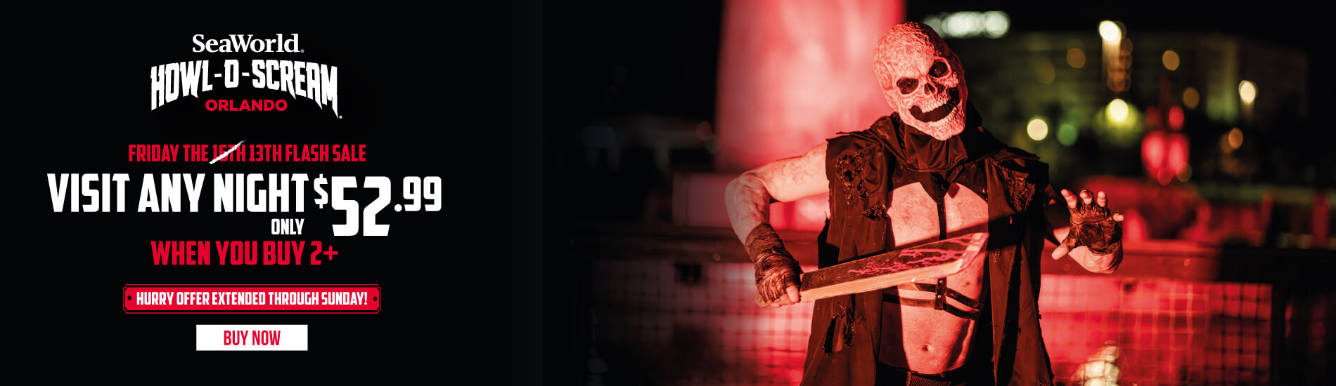 SeaWorld Orlando Howl-O-Scream Visit Any Night Only $52.99 when you buy 2+