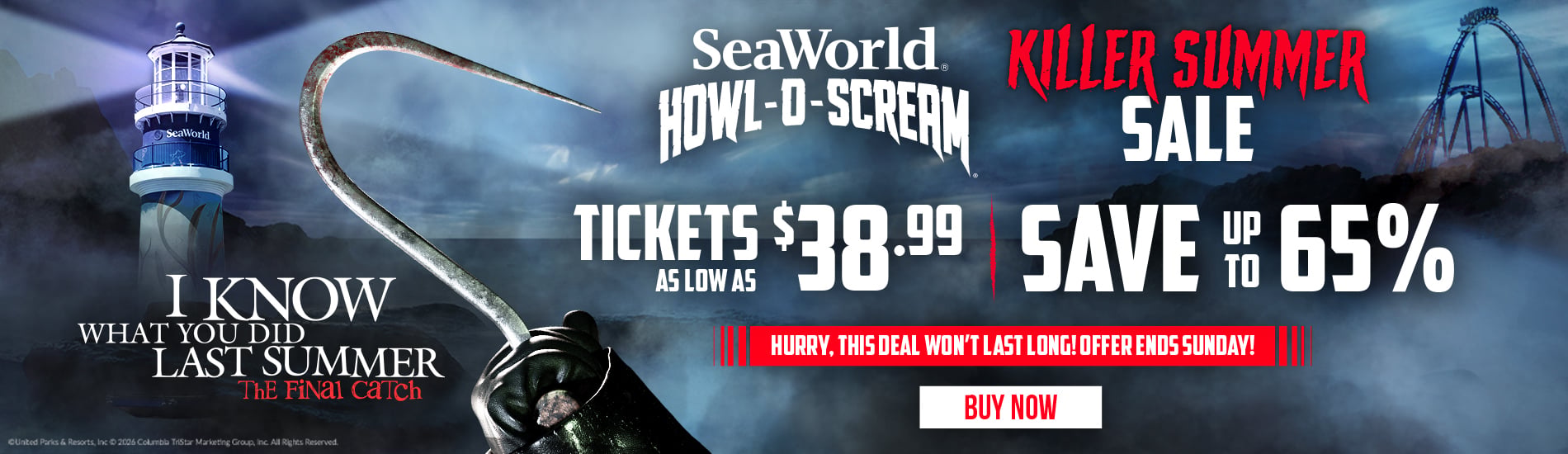 SeaWorld Howl-o-Scream I Know What You Did Last Summer: The Final Catch Killer Summer Sale Tickets as low as $38.99