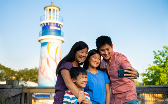 Family selfie at SeaWorld Orlando
