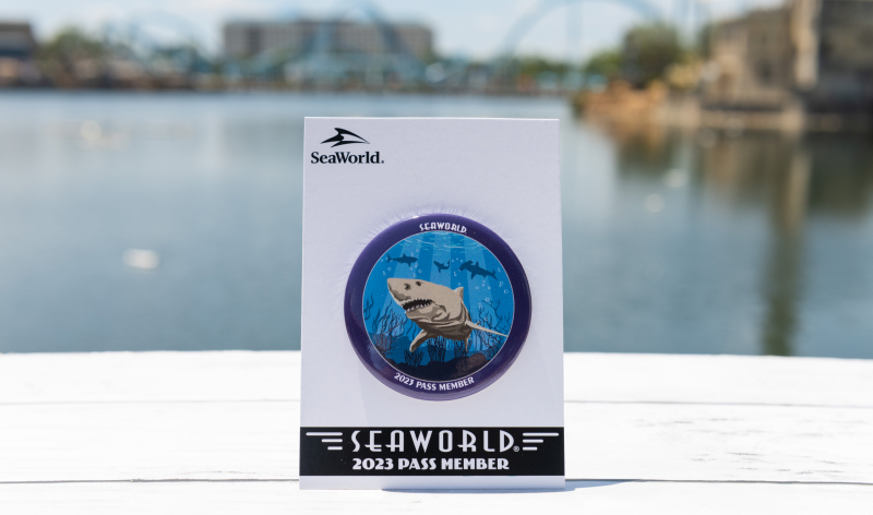 August SeaWorld Orlando exclusive Pass Member Button.