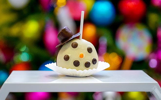 Snowman Candy Apple available during SeaWorld Orlando Christmas Celebration