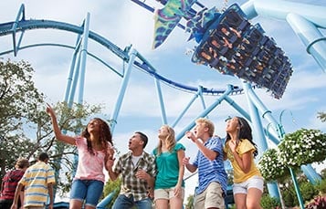 Teens near Manta roller coaster at SeaWorld Orlando