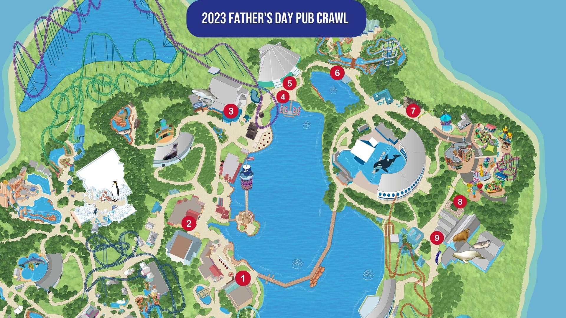 SeaWorld Orlando Fathers Day Pub Crawl Event Map