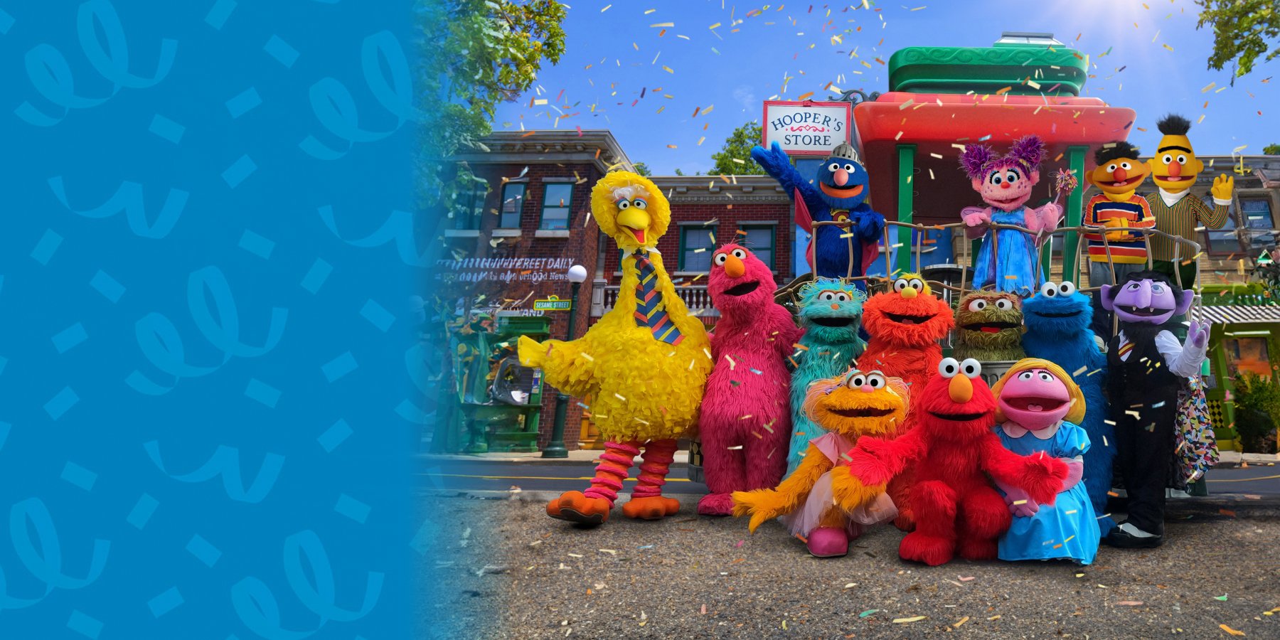 Sesame Street® Friends celebrating Sesame Street Land's 5th Birthday at SeaWorld Orlando.