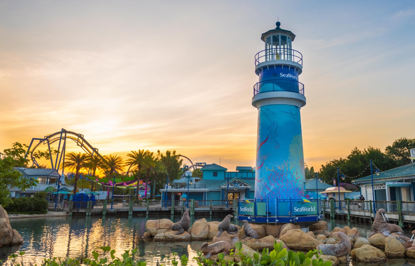 Sunset on the SeaWorld Orlando Lighthouse.