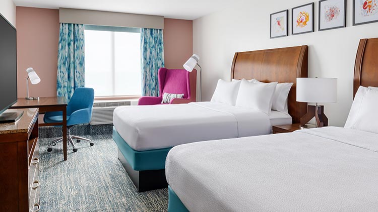 Queen room at Hilton Garden Inn Orlando at SeaWorld