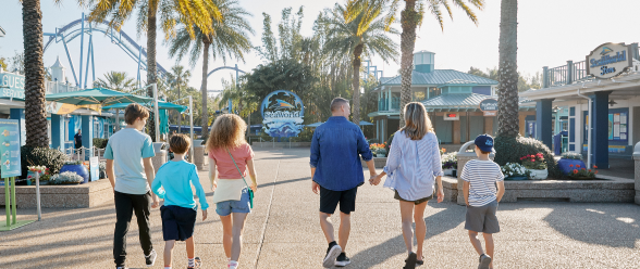 Family walking at SeaWorld Orlando
