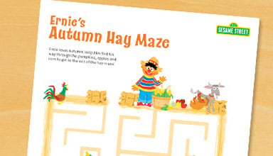 Ernies Autumn Hay Maze activity sheet