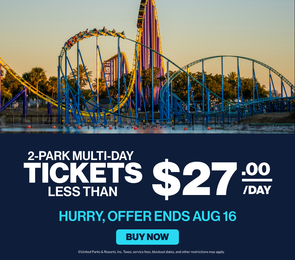 2-Park Multi-Day Tickets Less Than $27/Day
