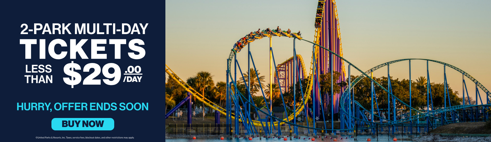 2-Park Multi-Day Tickets Less Than $29.00/day