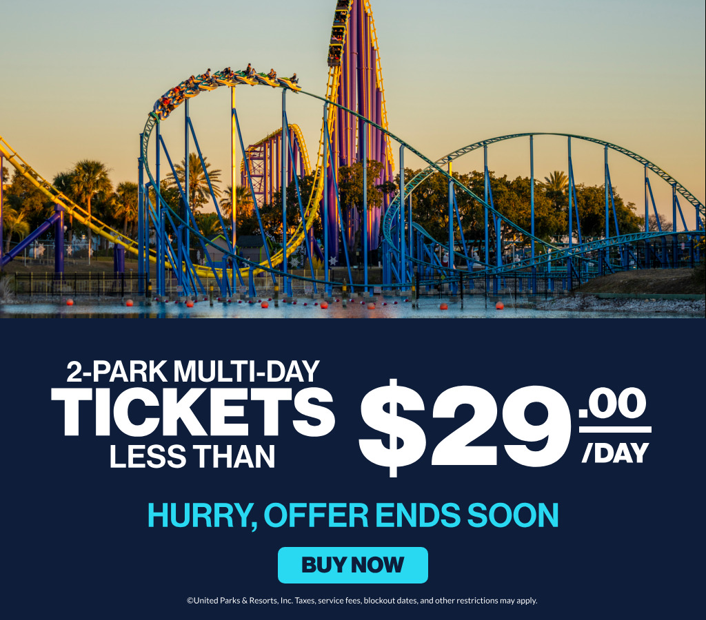 2-Park Multi-Day Tickets Less Than $29.00/day