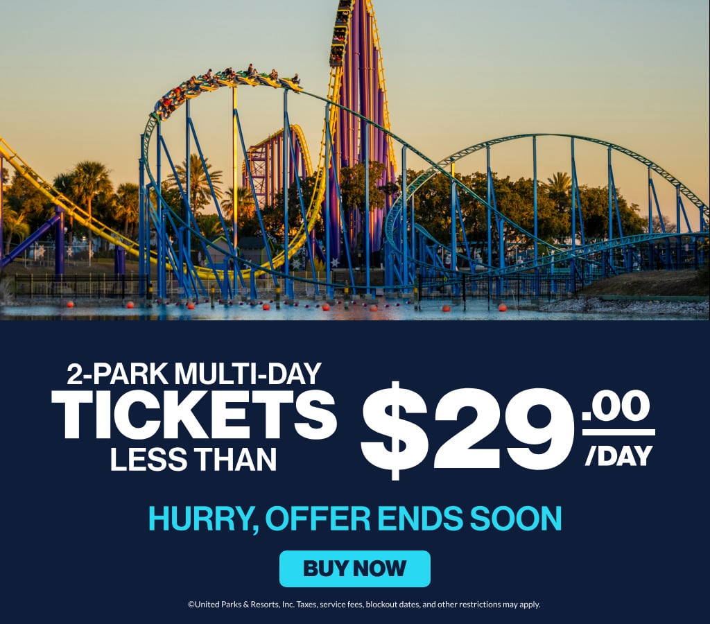 2-Park Multi-Day Tickets Less Than $29.00/day