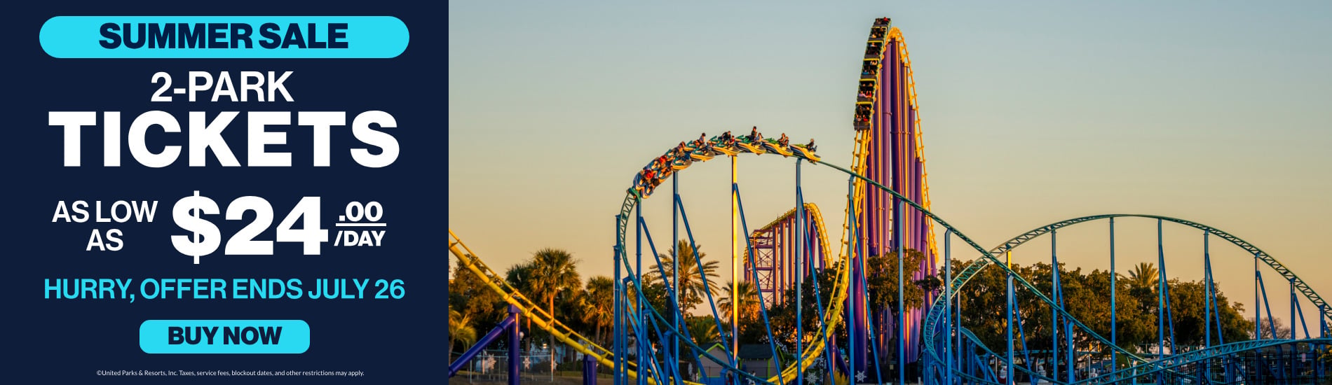 2-Park tickets as low as $24/day