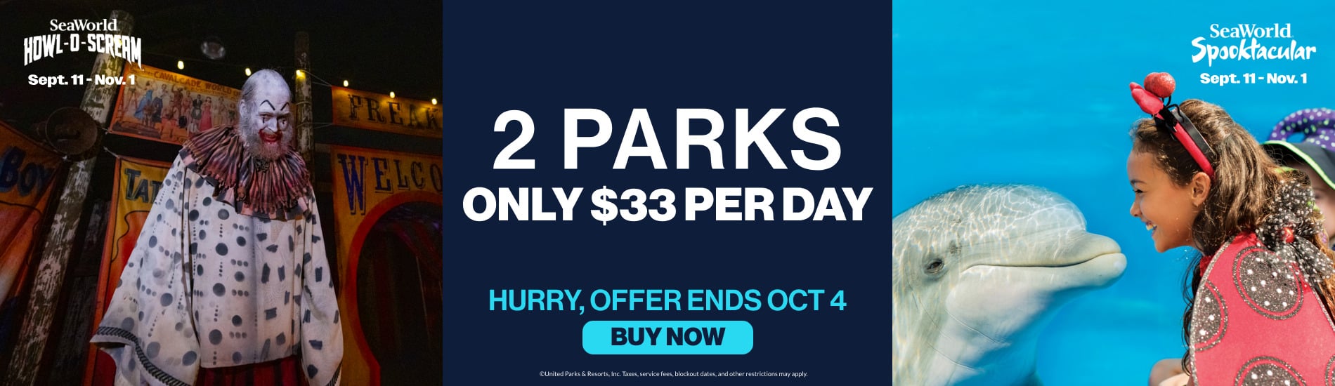 2 Parks Only $33 Per Day