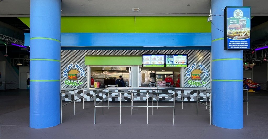 Exterior of Great White Grill at SeaWorld San Antonio.